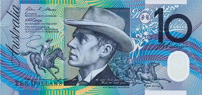 The front of the $10 banknote featuring Banjo Paterson.