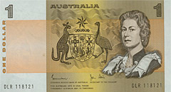 $1 paper series banknote showing Her Majesty Queen Elizabeth II.