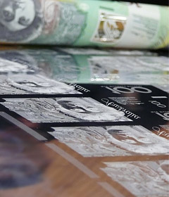 Photo of a banknote printing plate.