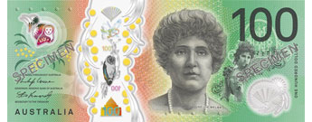 Image of second polymer series one hundred dollar note